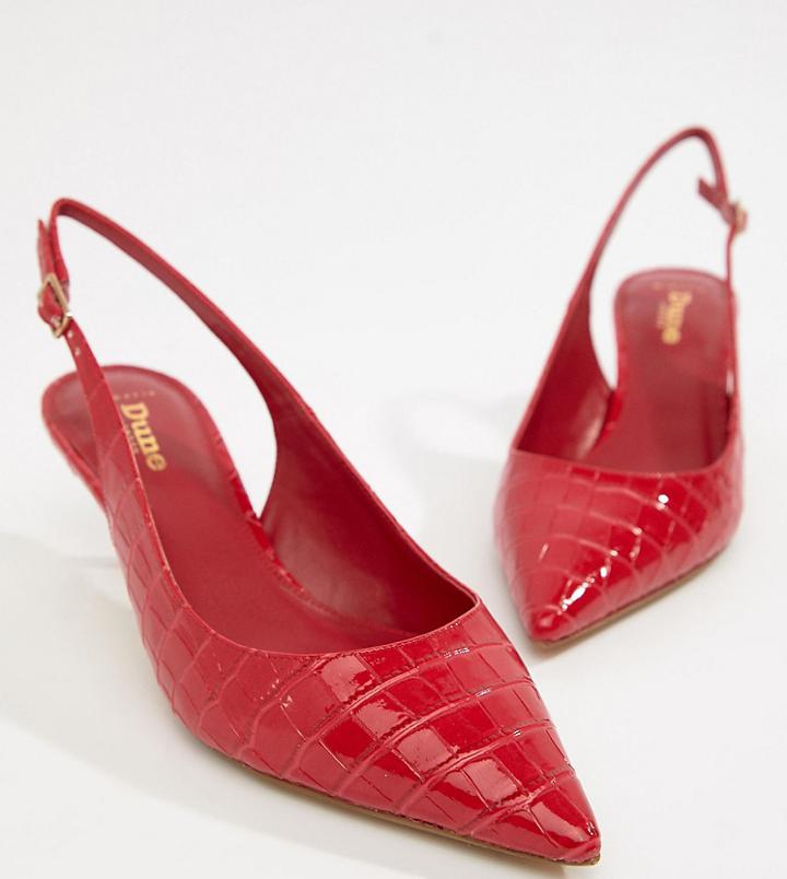 Dune Casanna Wide Fit Kitten Sling Back Heels - Red