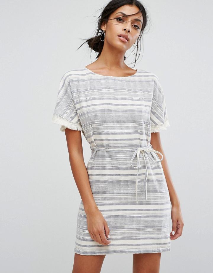 Vila Tie Waist Stripe Dress - Multi