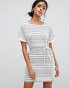 Vila Tie Waist Stripe Dress - Multi