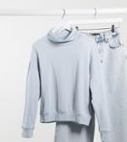 Lindex Mom Exclusive Karen Organic Cotton Fleece Turtleneck Lounge Sweatshirt In Blue-white