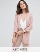 Asos Petite Mix & Match Blazer With Rouched Sleeve - Pink