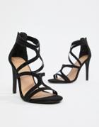 New Look Wide Fit Multi Strap High Heeled Sandal - Black