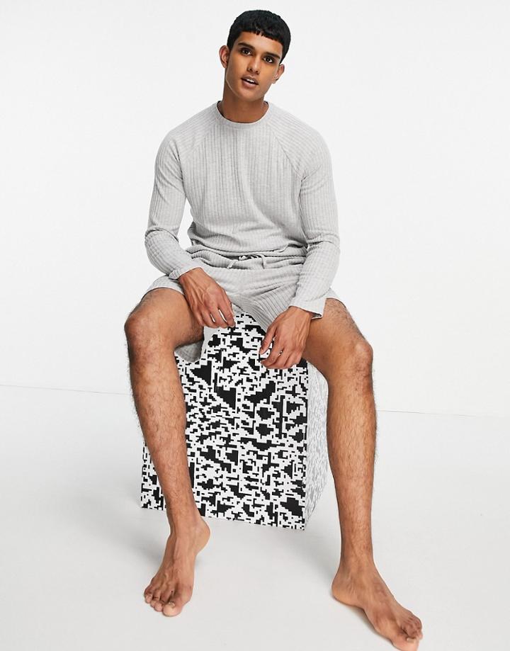 Brave Soul Sweatshirt And Shorts Set In Heather Gray-grey
