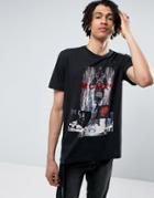 Criminal Damage T-shirt In Black Clashed Print - Black