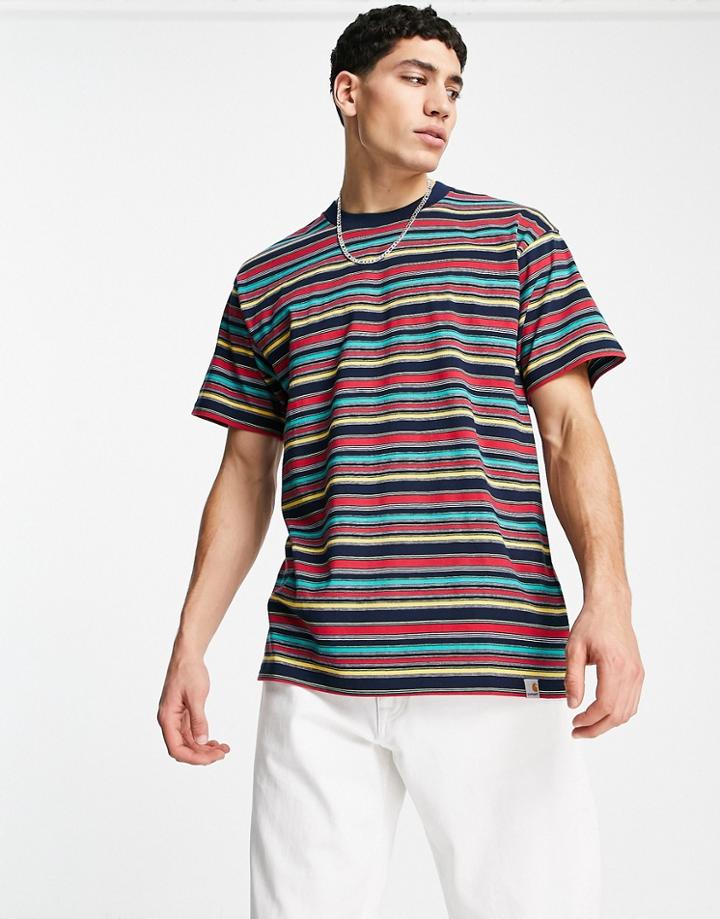 Carhartt Wip Riggs Stripe T-shirt In Dark Navy