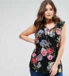 Koko Blue Tie Neck Floral Print Blouse - Multi