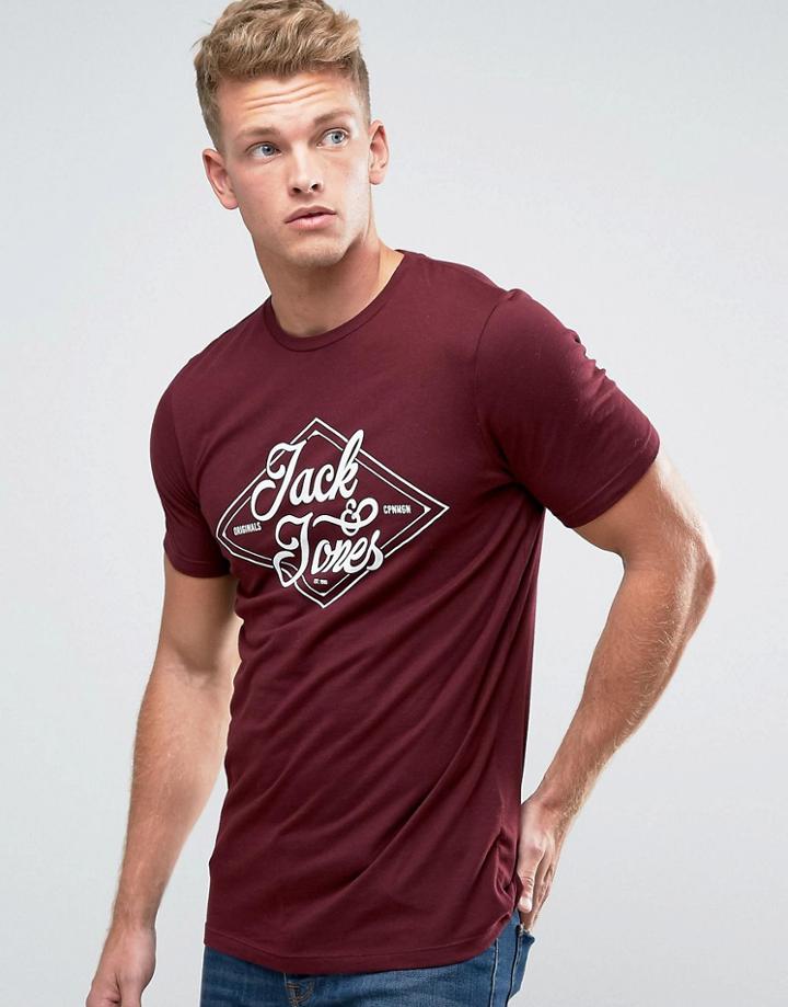 Jack & Jones Diamond Logo Print T-shirt - Red