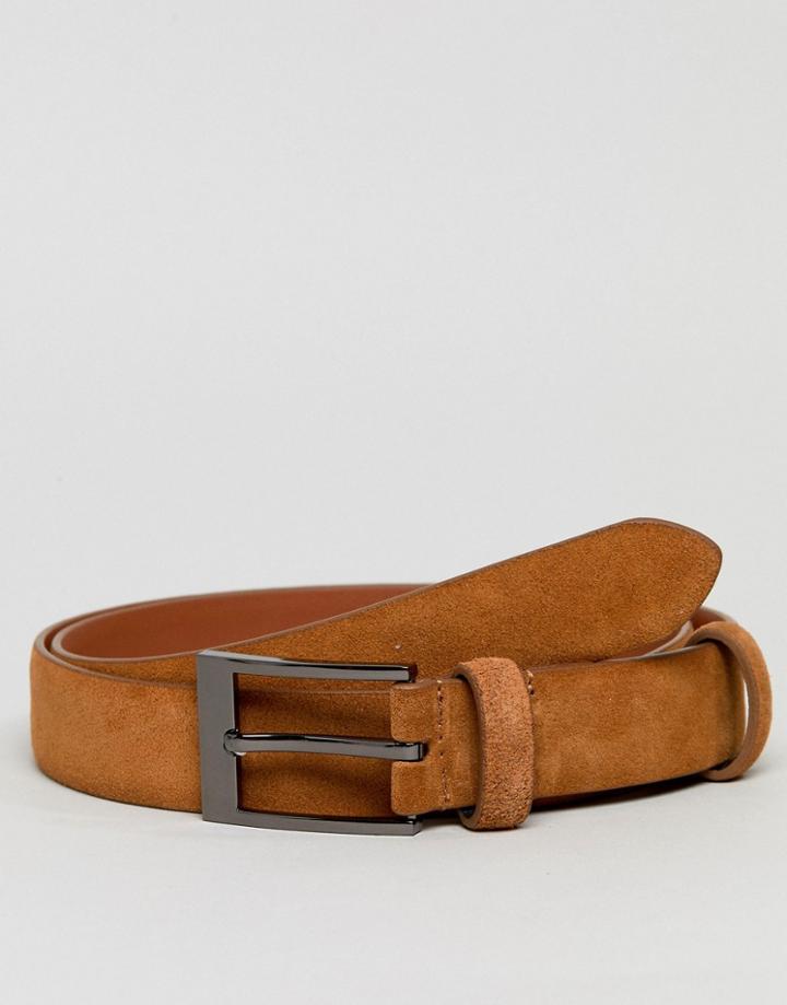 Smith And Canova Skinny Suede Belt - Tan