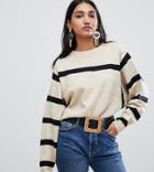 Mango Stripe Detail Sweater-beige