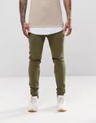 Asos Super Skinny Joggers With Knee Rips In Khaki - Burnt Olive