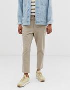 Asos Design Tapered Ankle Grazer Chinos In Beige - Beige