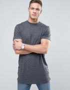 New Look Longline T-shirt In Dark Gray - Gray