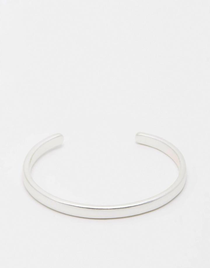 Chained & Able Matt Logo Cuff Bracelet In Silver - Silver