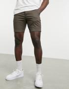 Asos Design Skinny Chino Shorts In Brown