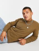 Jack & Jones Premium Blocked Textured Sweater In Brown