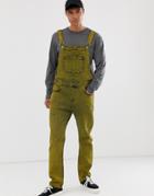 Asos Design Denim Overalls In Acid Wash Yellow - Yellow