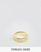 Asos Gold Plated Sterling Silver Ring With Hammered Finish - Gold