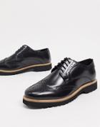 Ben Sherman Chunky Lace-up Brogue Shoes In Black Leather