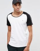 Ringspun Scoop Neck Beach T-shirt With Raglan Sleeve Co-ord - White