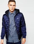 G-star Quilted Jacket Meefic Hooded Ripstop In Saru Blue - Saru Blue