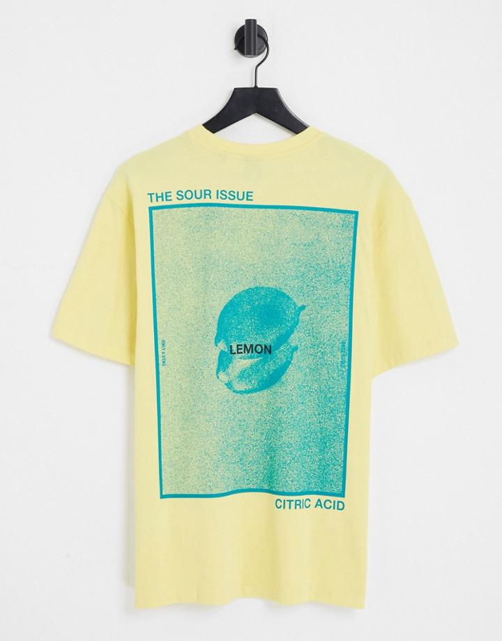 Only & Sons Oversized Lemon Print T-shirt In Custard Yellow