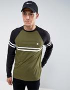 Le Breve Raglan Cut And Sew Long Sleeve Top - Green