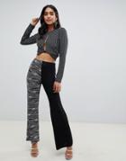 Asos Design Flare Pants In Mixed Glitter - Multi