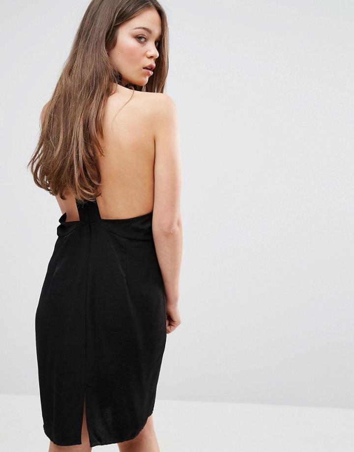 Neon Rose Open Back Dress - Black