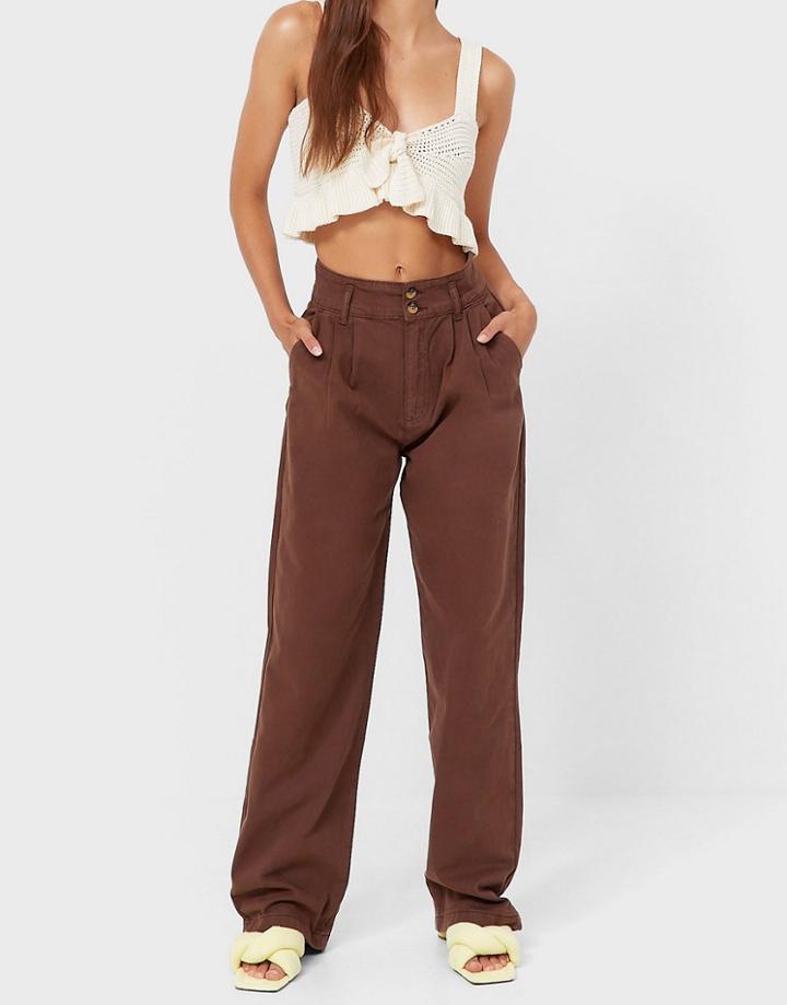 Stradivarius Relaxed Pants In Brown