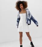 Collusion Popper Front Leather Look Mini Dress
