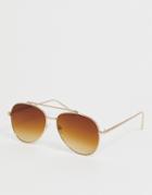 Skinnydip Gold Arizona Aviator Sunglasses - Multi