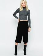 Neon Rose Midi Skirt With Split Front - Black