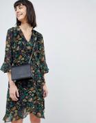 Selected Floral Wrap Dress With Ruffles - Multi