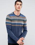 Hollister Crew Knit Sweater Chest Pattern In Blue - Blue