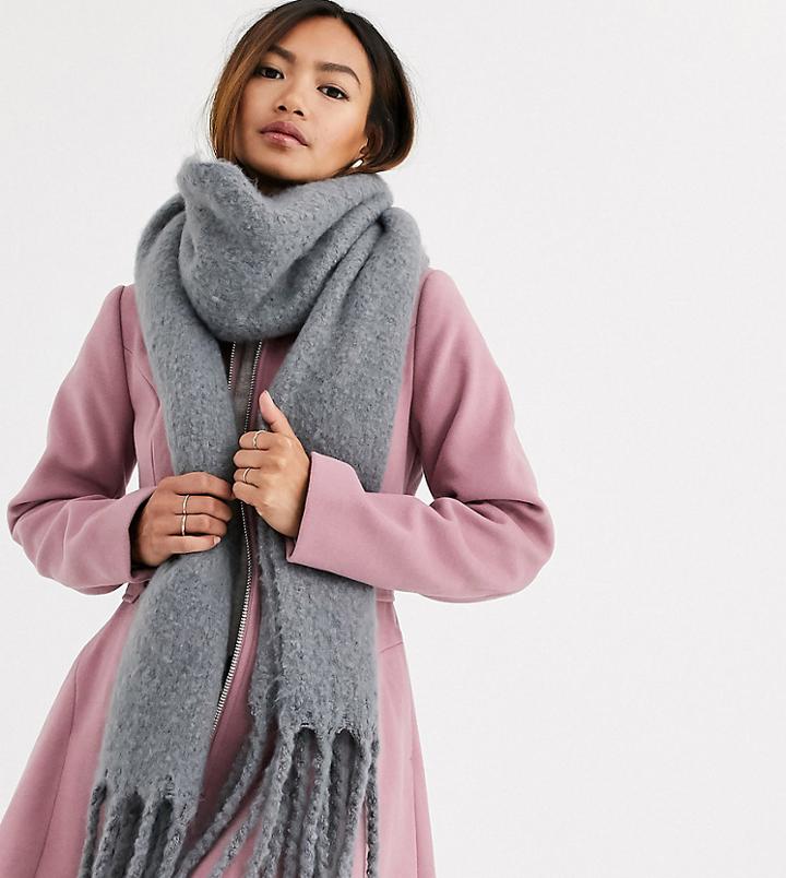 My Accessories London Exclusive Super Soft Scarf With Tassels In Gray