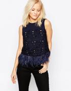 Greylin Miri Feather Top - Navy
