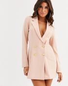 Asos Design Glam Double Breasted Jersey Blazer-pink
