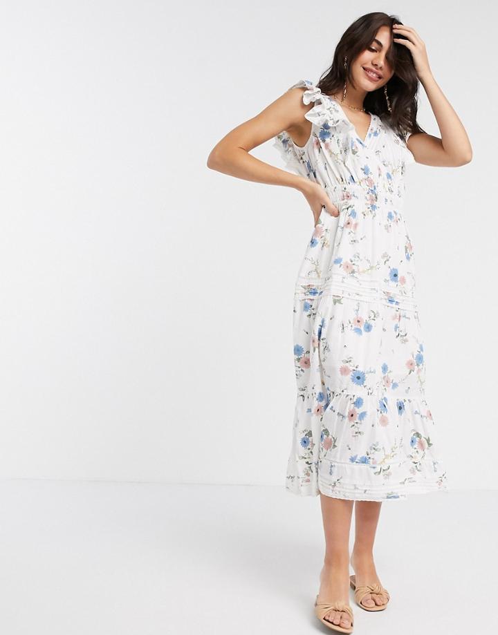 River Island Printed Tiered Dress In White