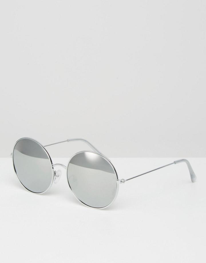 Asos Round Sunglasses With Mirror Lens - Silver