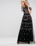 Needle & Thread Embroidered Maxi Dress - Black
