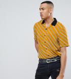 Asos Tall Oversized Diagonal Stripe Shirt With Revere Collar - Yellow