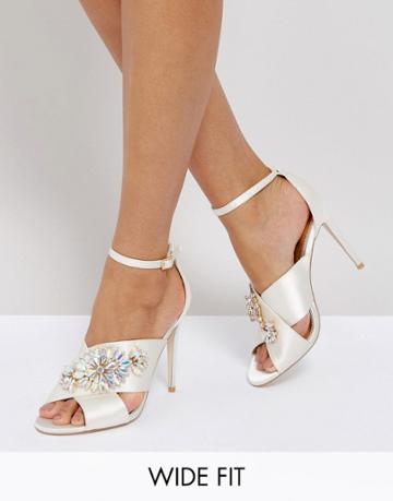 Asos Holy Grail Wide Fit Embellished Heeled Sandals - White