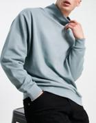 Asos Design Oversized Sweatshirt With Funnel Neck In Blue-grey