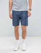 Asos Denim Shorts In Slim Light Wash Blue With Utility Detailing - Blue