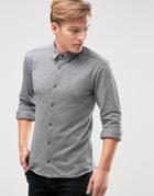 Hugo By Hugo Boss Smart Shirt Slim Fit Stretch Melange Jersey - Gray