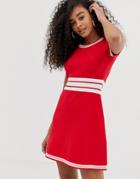 Emporio Armani Retro Knitted Skater Dress - Red