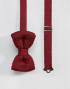 7x Knitted Bow Tie Burgandy In Box - Red