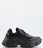 Public Desire Wide Fit Furious Chunky Sneakers In Black