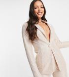 Asos Design Tall Jersey Shimmer Suit Blazer In Gold