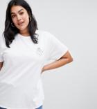 Asos Design Curve T-shirt With Crowned Heart Print-white